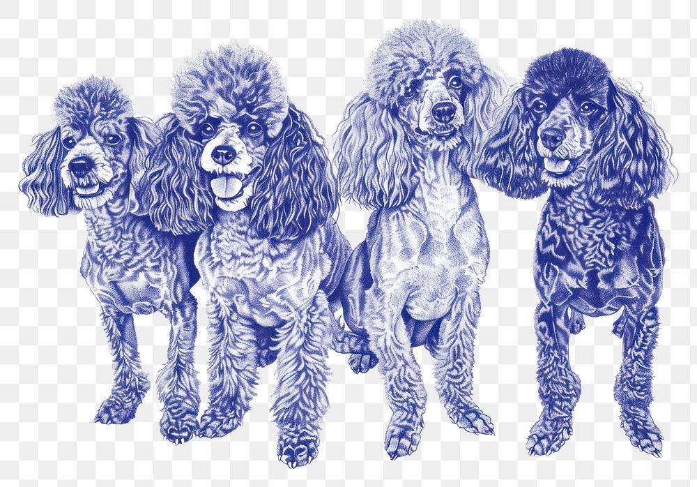PNG Vintage drawing miniature poodle dogs mammal animal sketch.