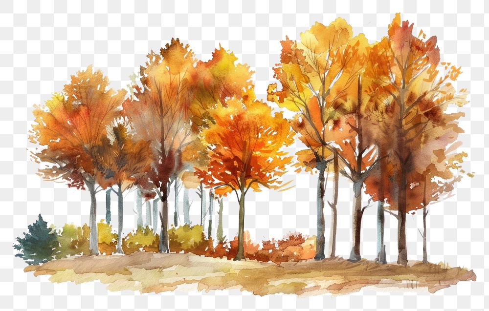 PNG Autumn forest outdoors painting autumn.