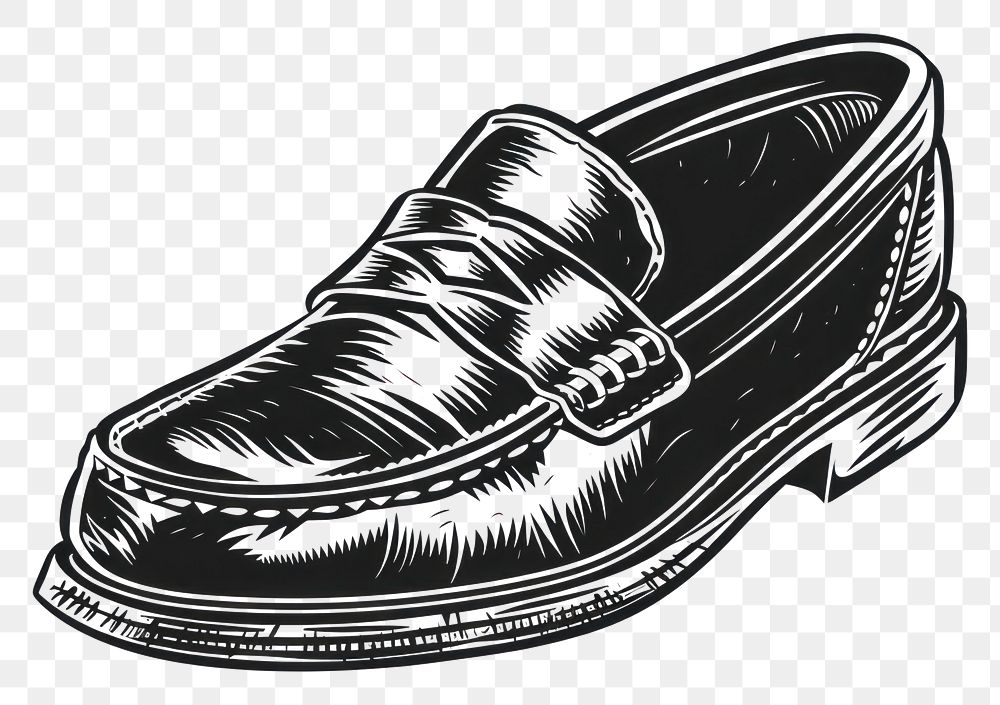 PNG Vintage loafer shoe footwear drawing black.