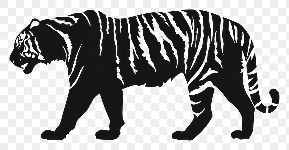 PNG Tiger silhouette wildlife stencil animal.