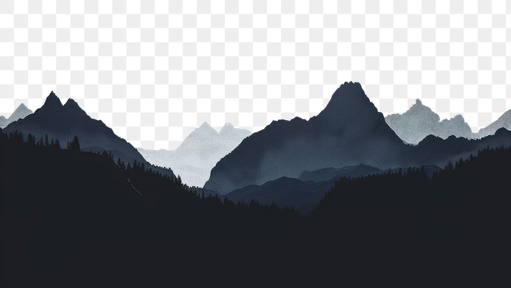PNG Mountain border silhouette clip art landscape outdoors nature.