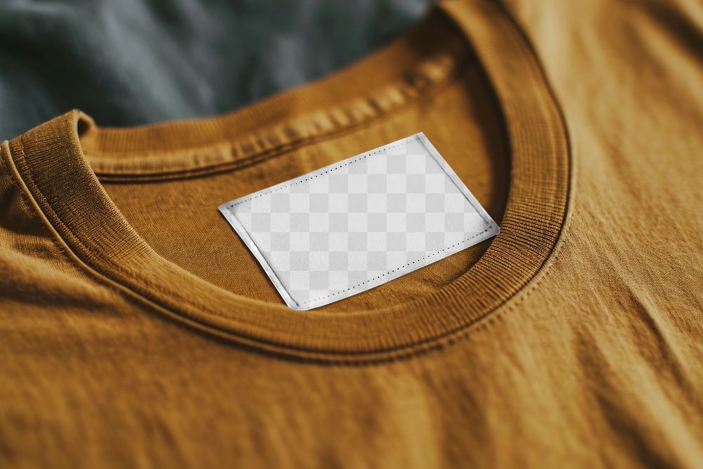 PNG t-shirt label mockup, transparent design