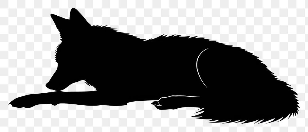 PNG Fox sleep silhouette animal mammal cat.