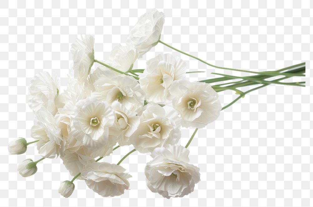PNG Bunch of white flowers blossom plant white background.