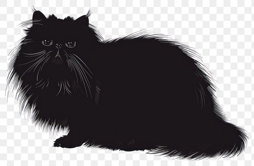 PNG Persian cat silhouette clip art mammal animal pet.