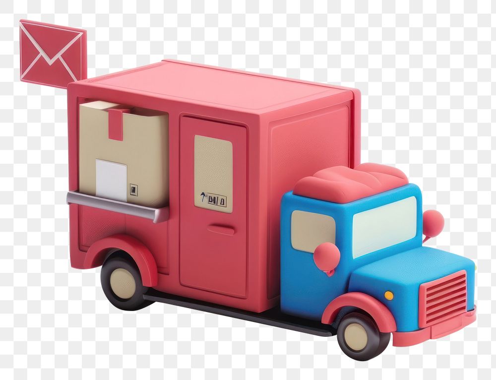 PNG Online delivery on phone transportation vehicle toy.