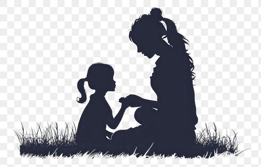 PNG Mother silhouette clip art photography kneeling person.