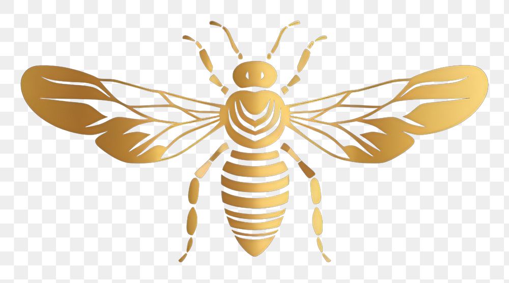 PNG Golden honey bee invertebrate andrena animal.