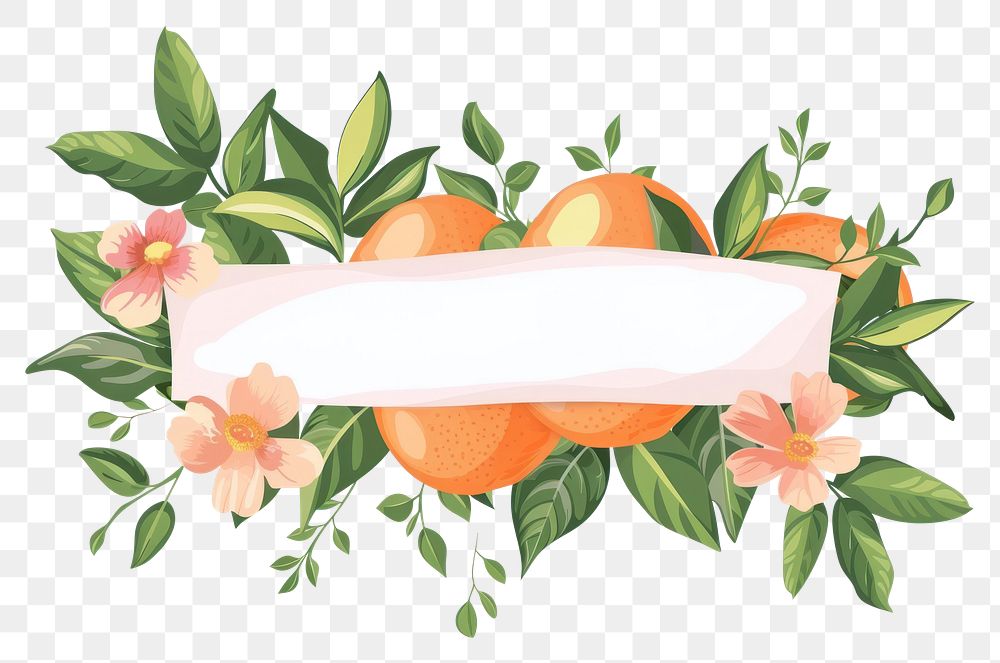 PNG  Ribbon oranges fruit banner grapefruit produce blossom.