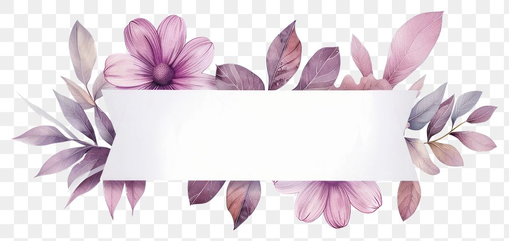 PNG  Ribbon daisy leaves banner graphics blossom pattern.