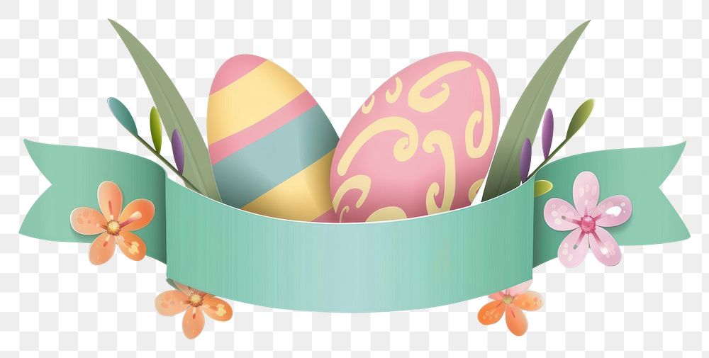 PNG  Ribbon with easter banner jacuzzi food egg.