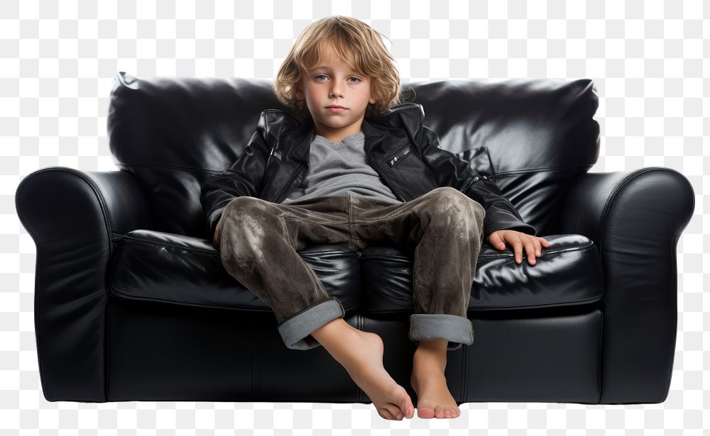 PNG Kid watching TV furniture clothing sitting.
