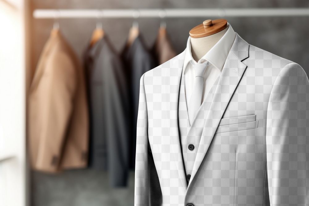 Men's suit png mockup, transparent background