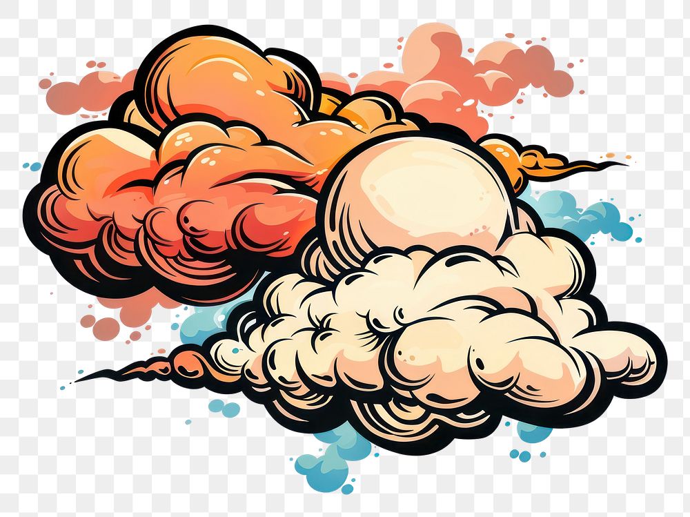 PNG Graffiti clouds art illustrated graphics.