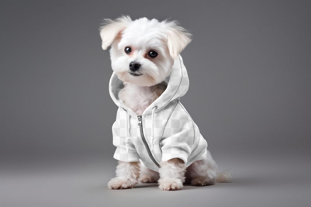 PNG Dog zip up hoodie mockup, transparent design