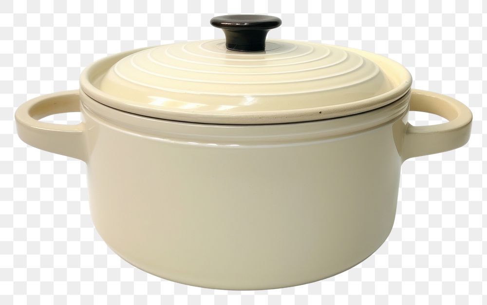 PNG A beige retro soup pot with glass lid cookware white background appliance.