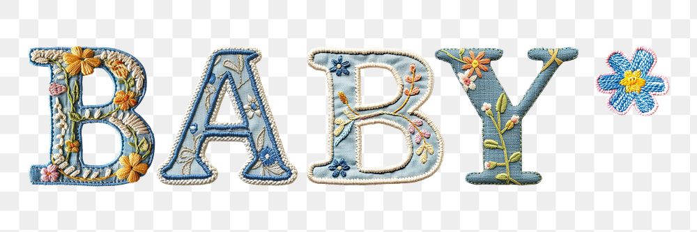 Baby png embroidery alphabet, transparent background