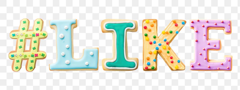 #Like word png cookie art alphabet, transparent background