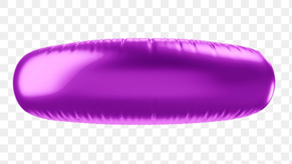 Minus sign png 3D purple balloon symbol, transparent background