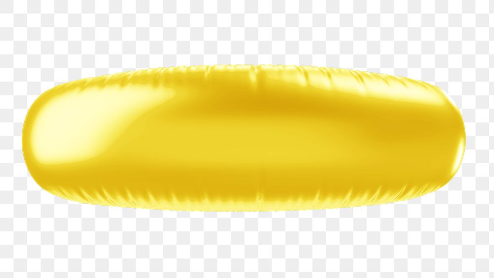 Minus sign png 3D yellow balloon symbol, transparent background