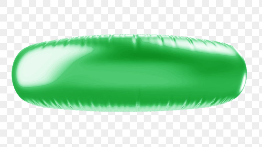 Minus sign png 3D green balloon symbol, transparent background