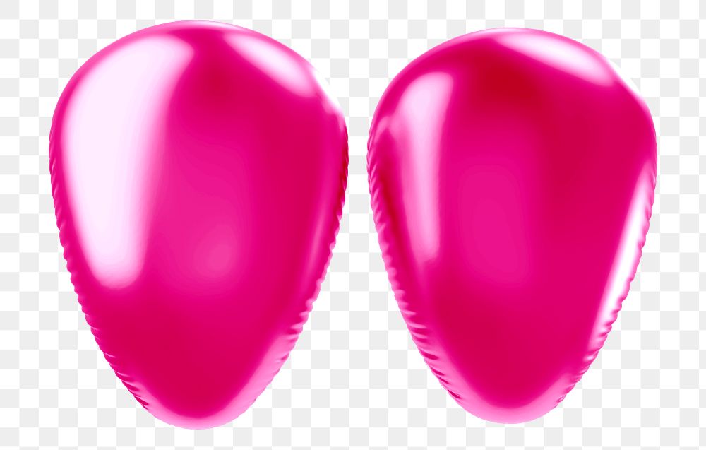 Quotation mark png 3D pink balloon symbol, transparent background