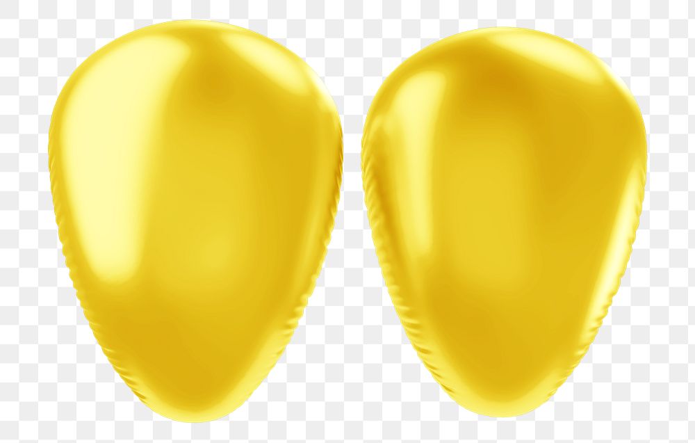 Quotation mark png 3D yellow balloon symbol, transparent background