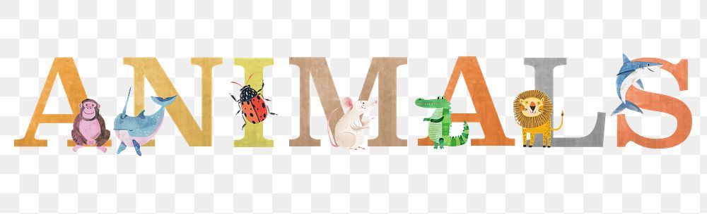 Animal png animal character word, transparent background