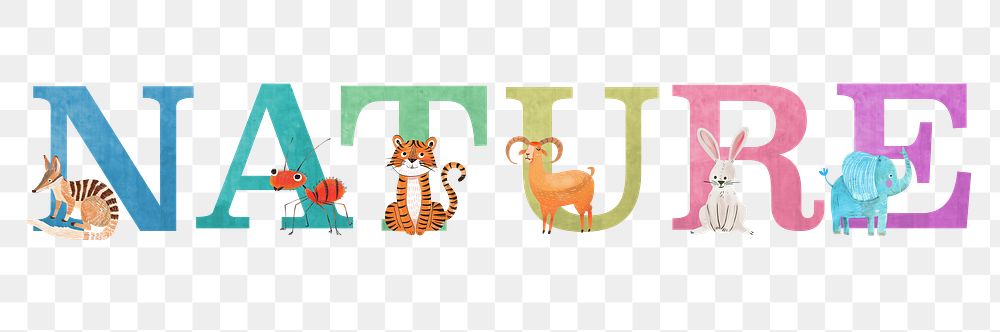 Nature png animal character word, transparent background