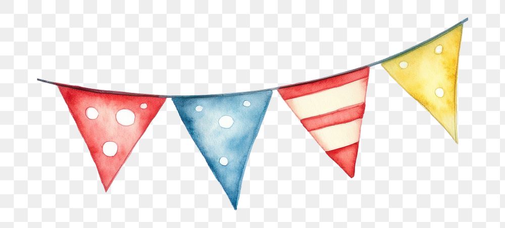 Party bunting png watercolor object, transparent background