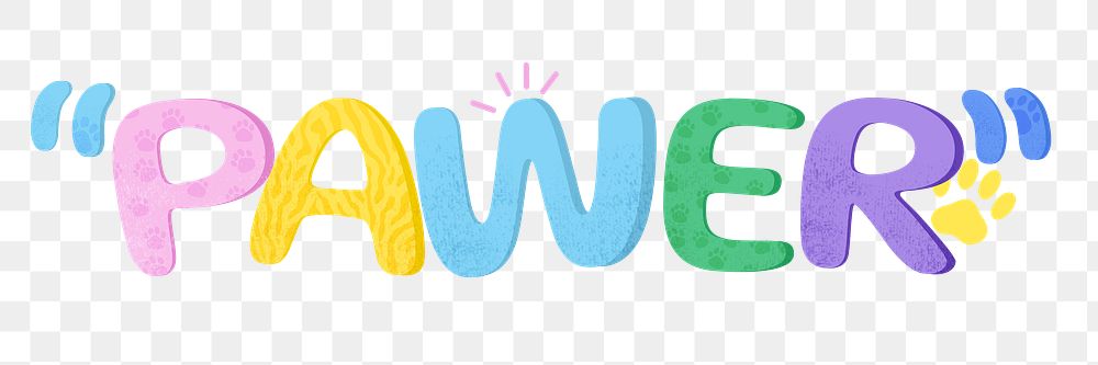 Pawer png cute word, transparent background