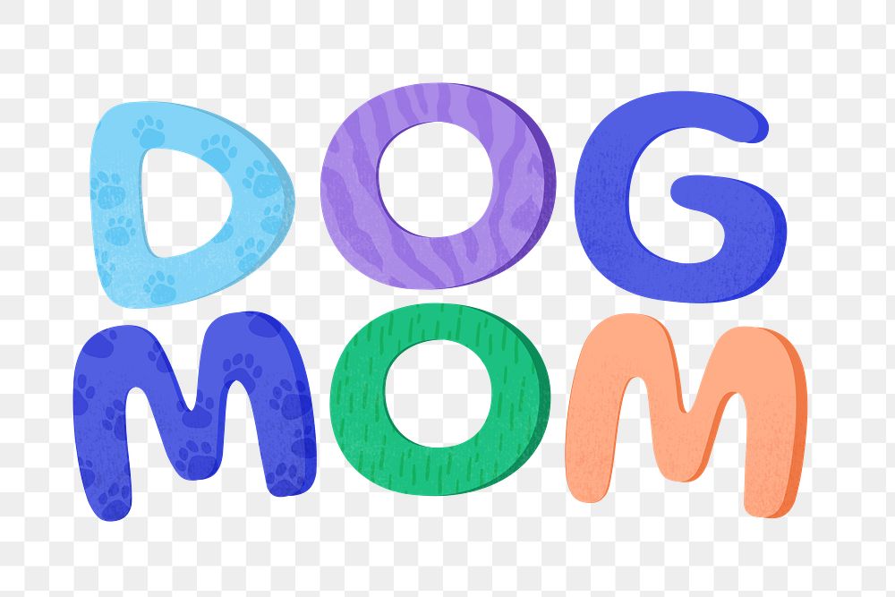 Dog mom png cute word, transparent background