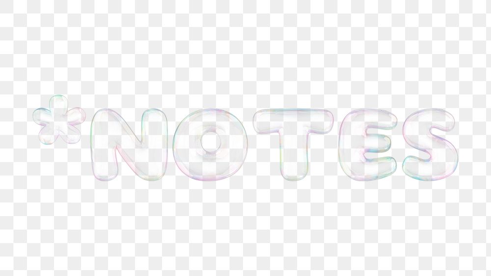 Notes png 3D bubble word, transparent background