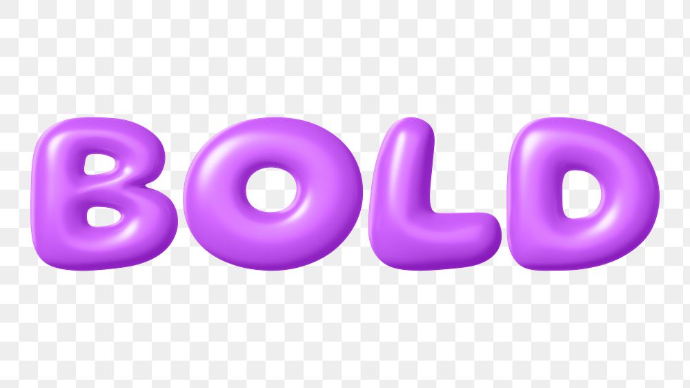 Bold png 3D purple word, transparent background