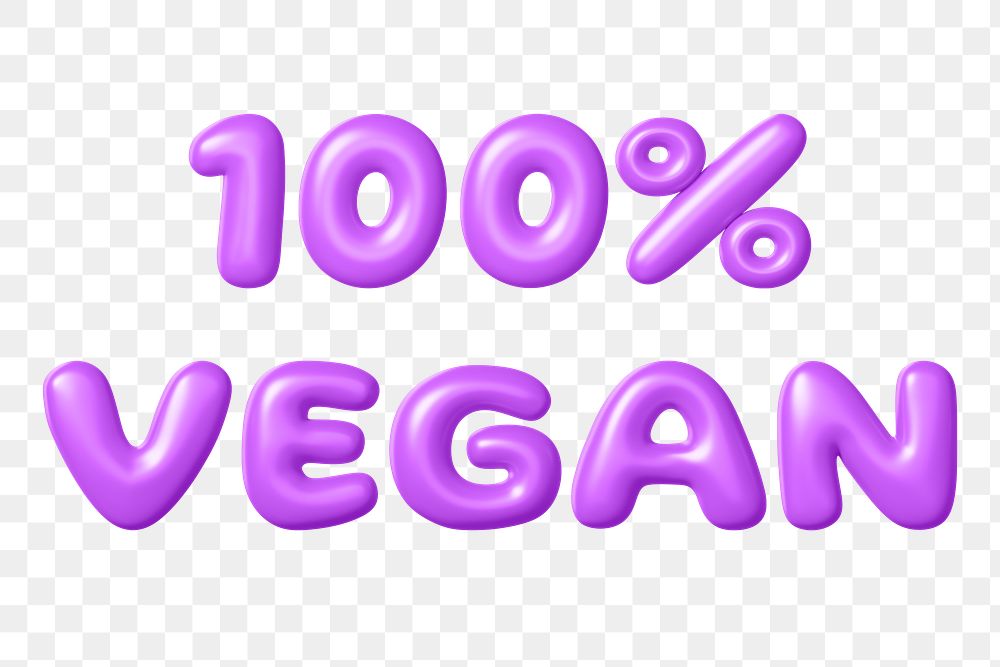 100% vegan 3D purple word illustration
