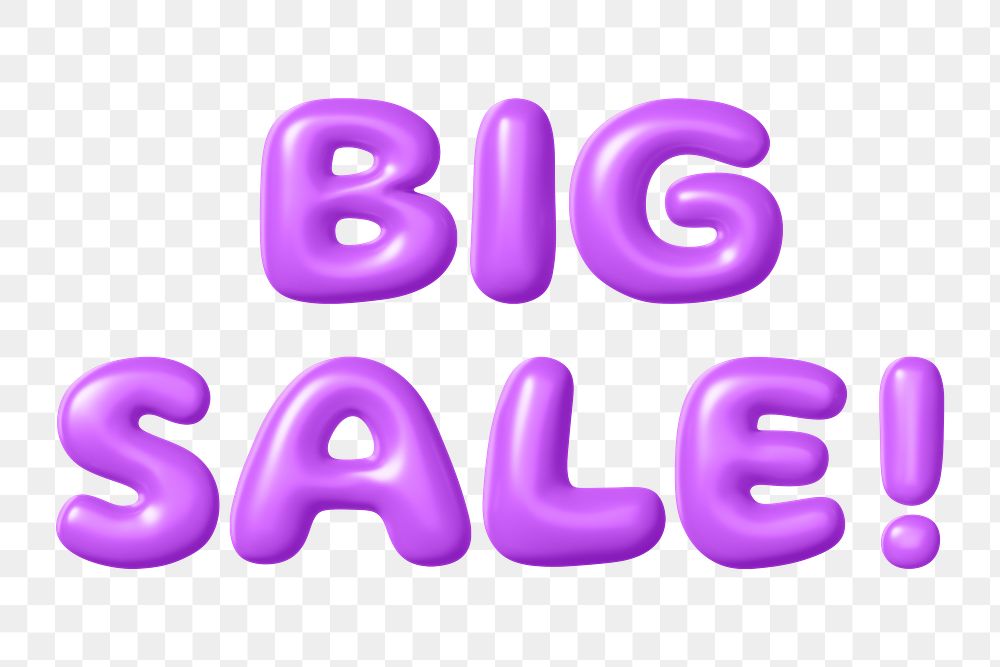 Big sale png 3D purple word, transparent background