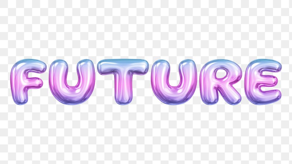 Future png 3D word, transparent background