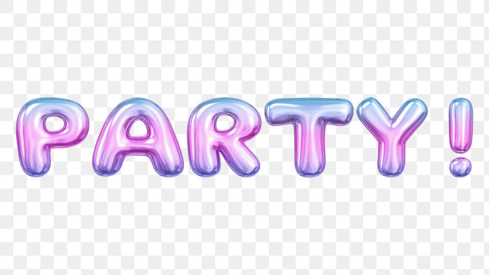 Party! png 3D word, transparent background