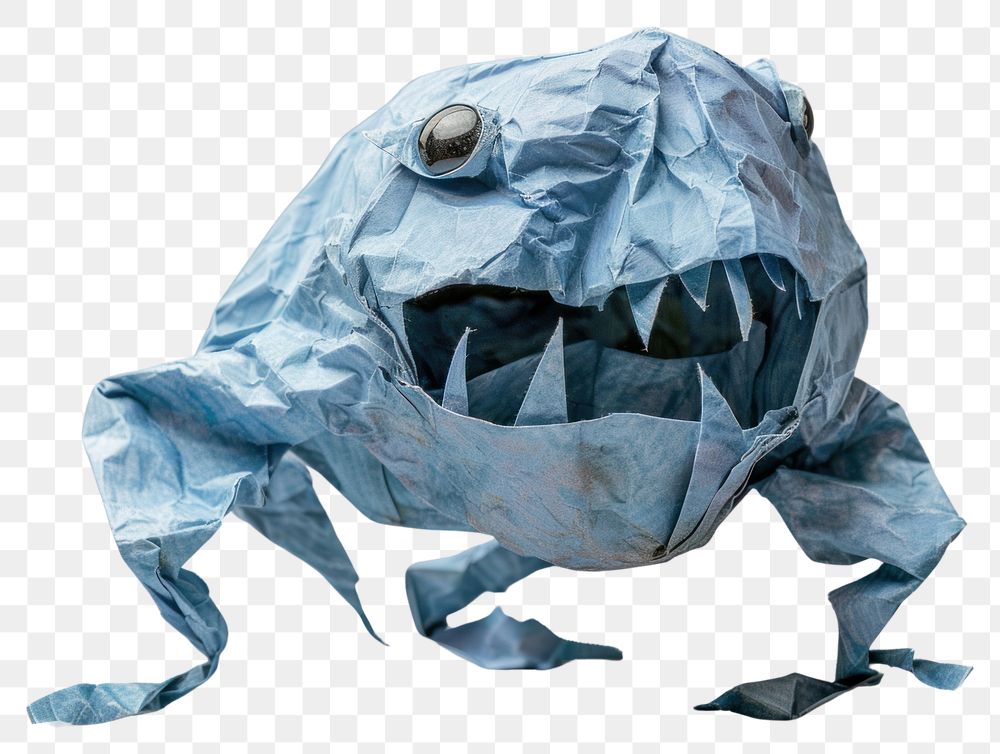 PNG Monster in style of crumpled paper origami person.