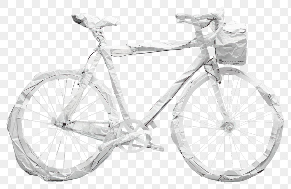 PNG Bicycle in style of crumpled transportation vehicle machine.