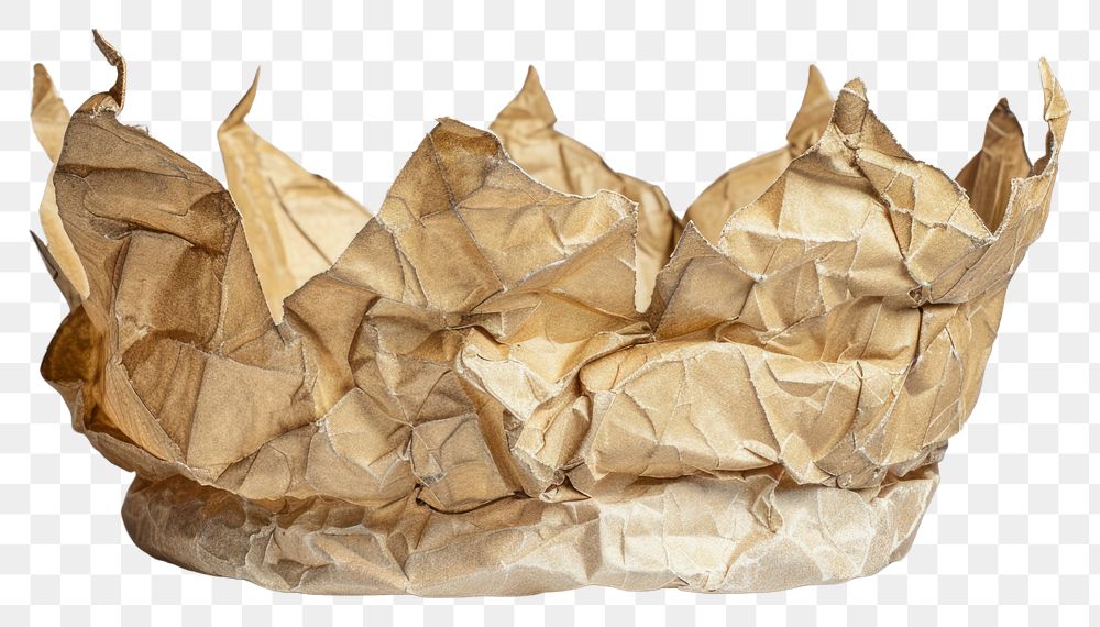 PNG Crown in style of crumpled paper tobacco origami.