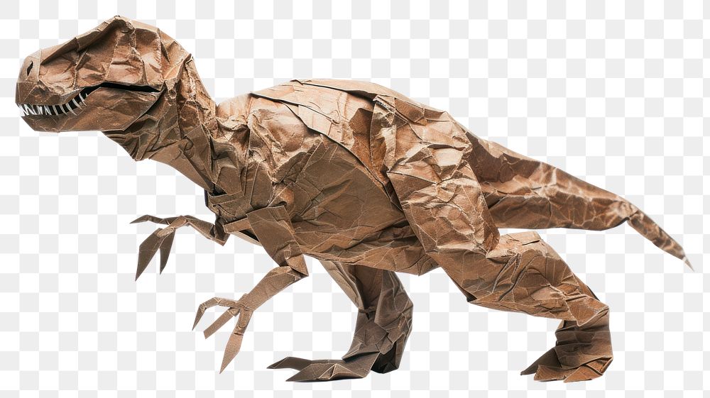 PNG Dinosaur in style of crumpled paper reptile animal.