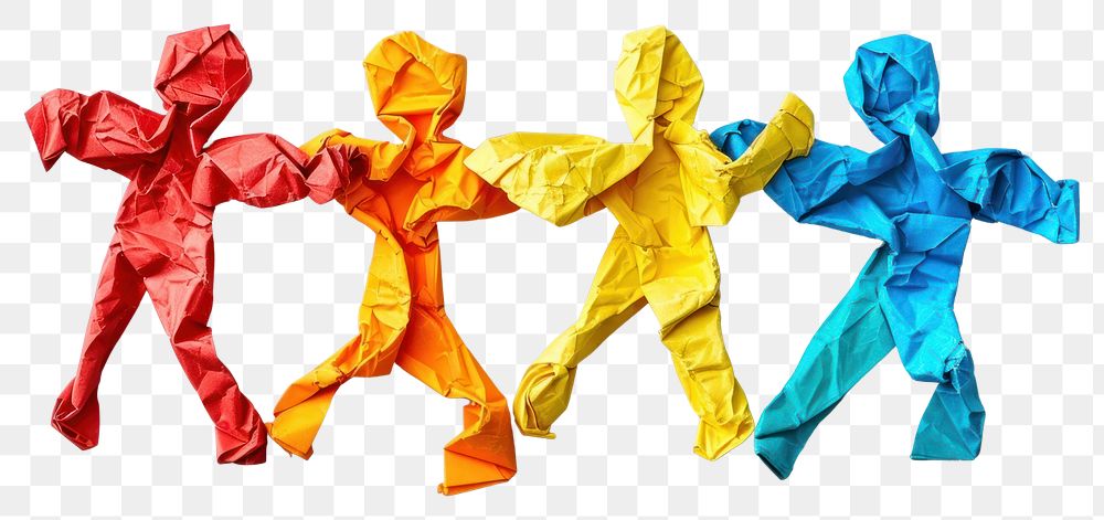 PNG Teamwork in style of crumpled clothing raincoat apparel.