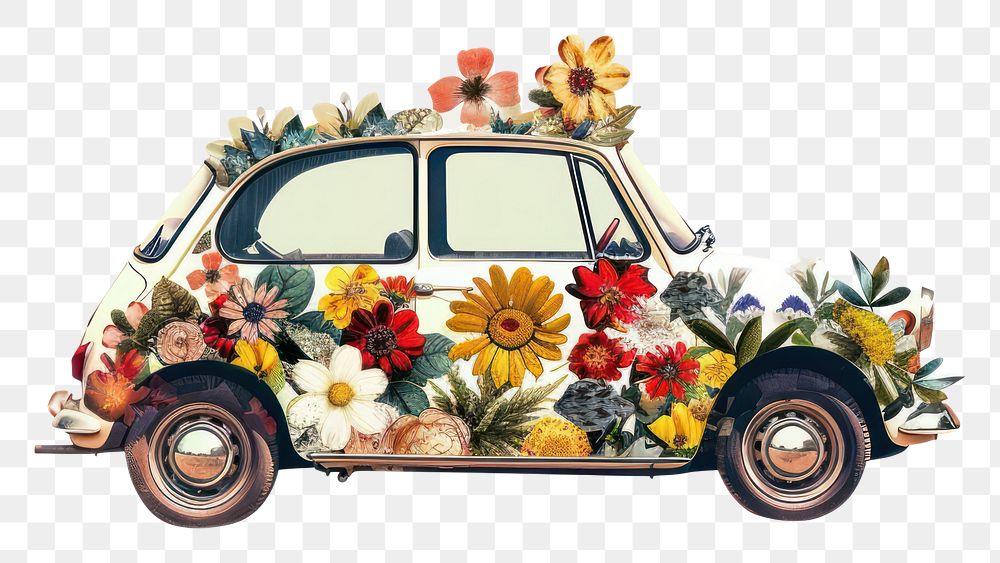PNG Flower Collage car flower vehicle pattern.
