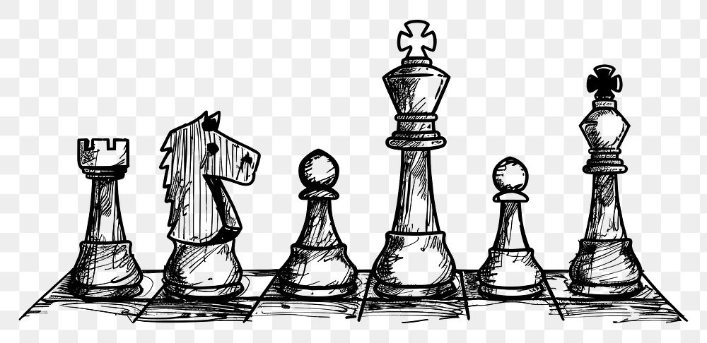 PNG Hand drawn of chess drawing sketch cartoon.