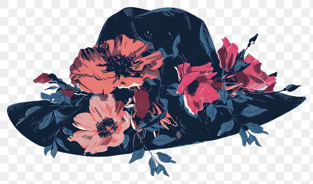 PNG Drawing flower hat art plant creativity.