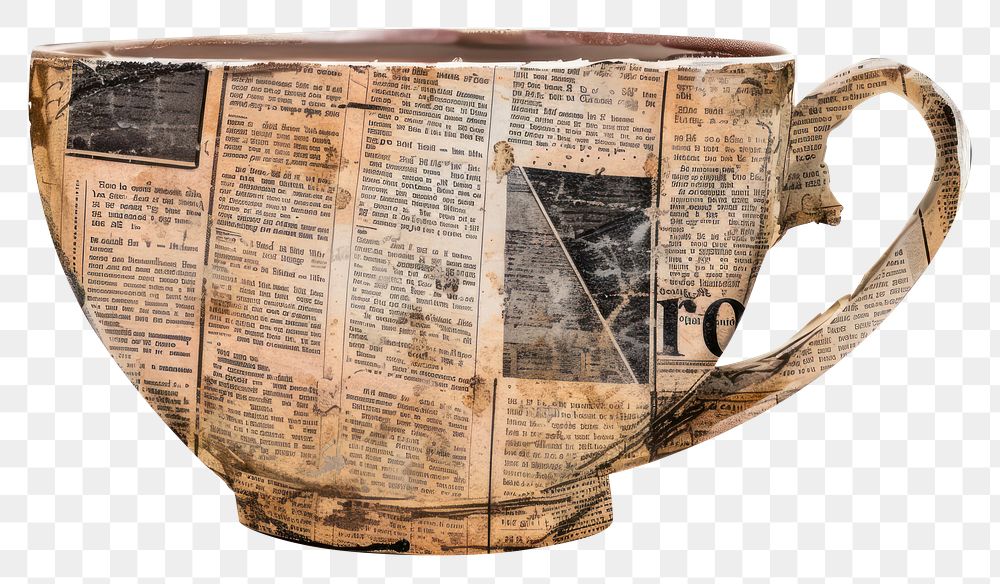 PNG Cup newspaper text mug.
