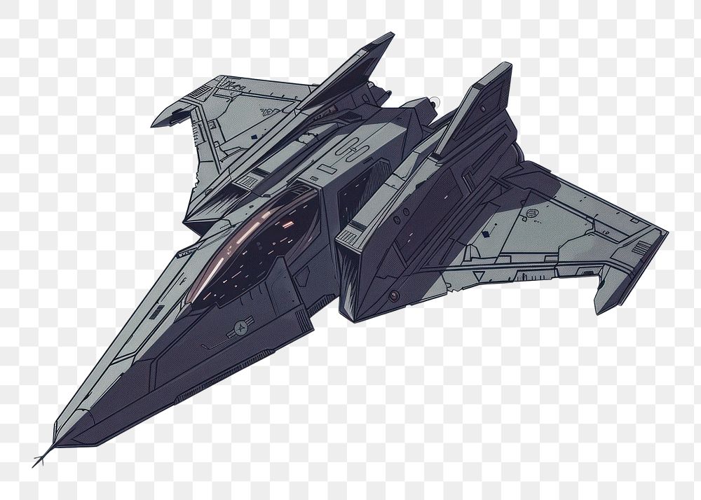 PNG Nighthawk Stealth Fighter aircraft flat illustration transportation spaceship weaponry.