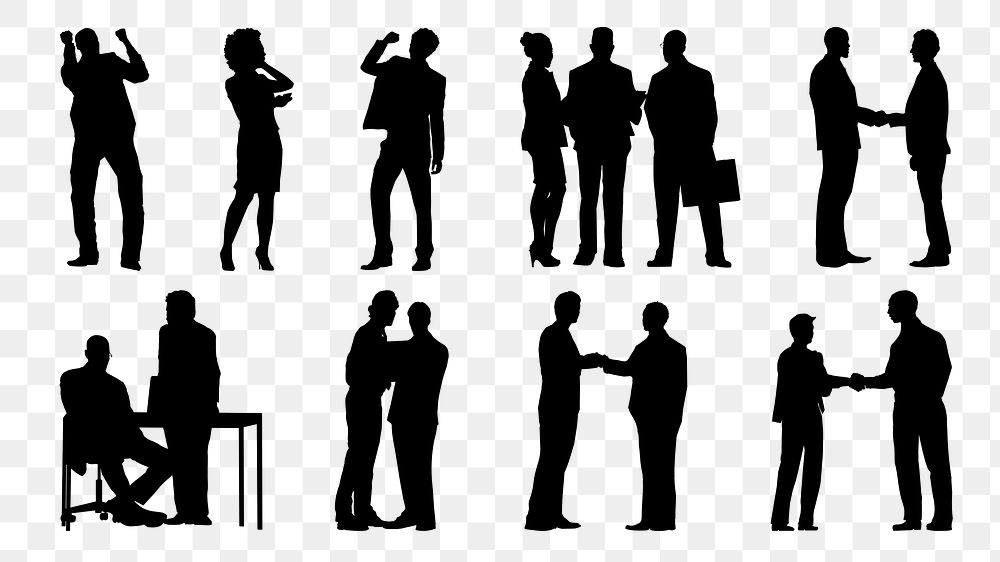 PNG business people silhouette design element set, transparent background