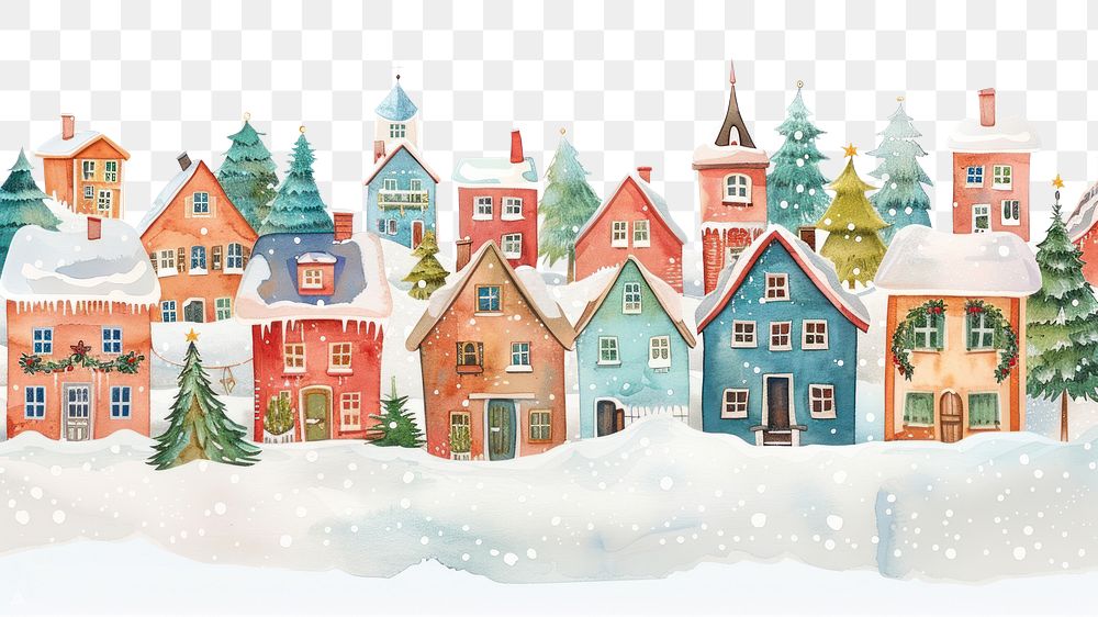 PNG Charming winter village illustration